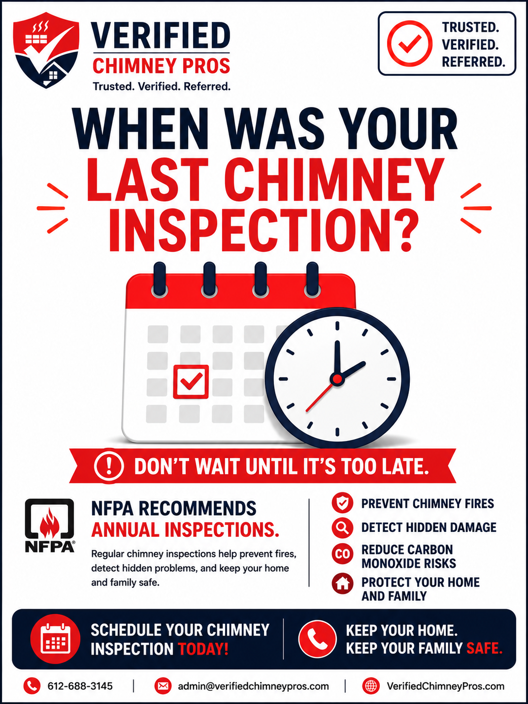 Professional performing annual chimney inspection with CSIA certification and safety equipment