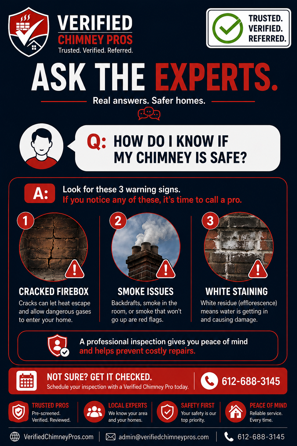 homeowner inspecting chimney exterior to learn how do I know if my chimney is safe with visible warning signs