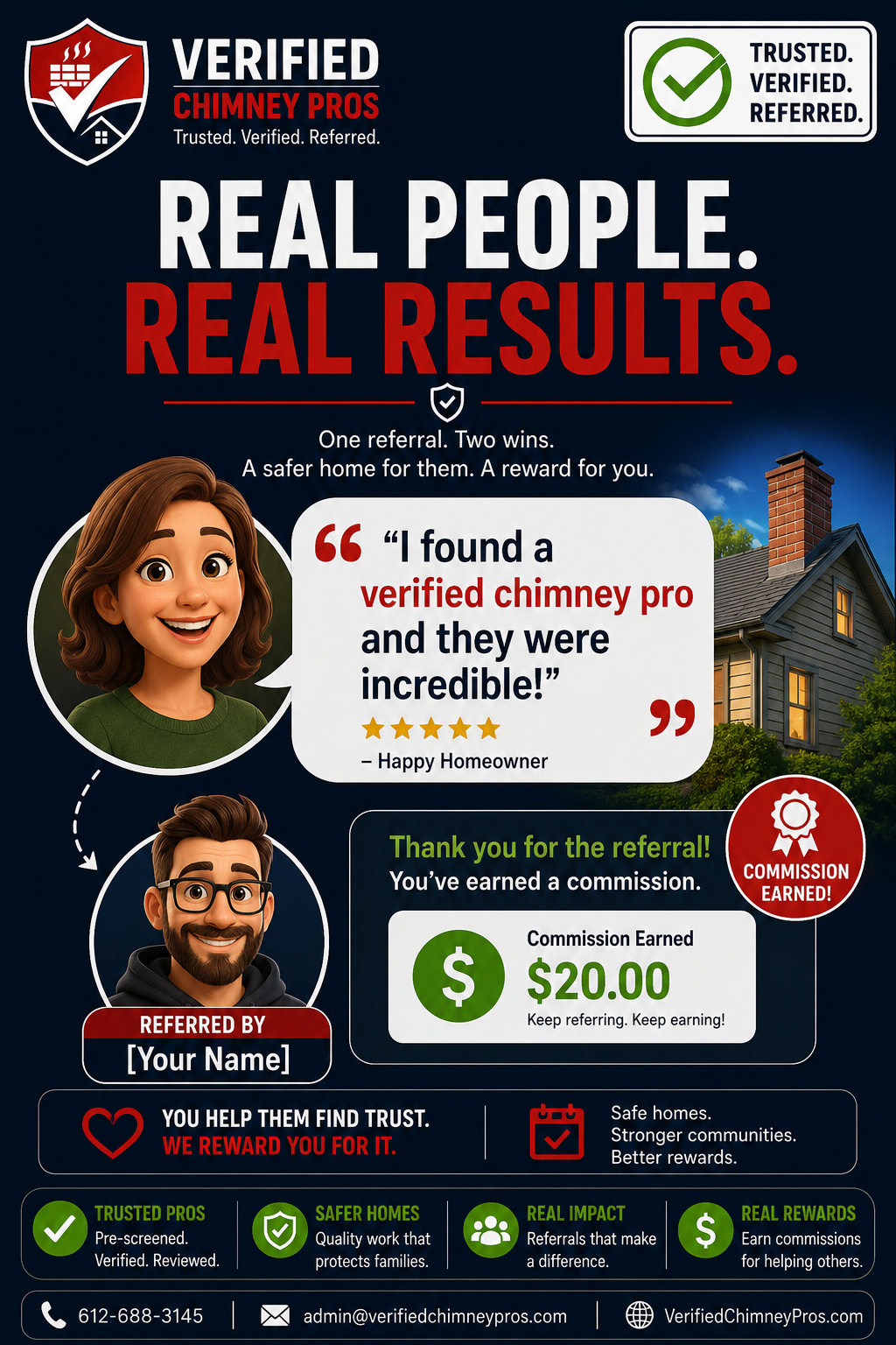 creator writing a homeowner story on a laptop to promote verified chimney pros affiliate program