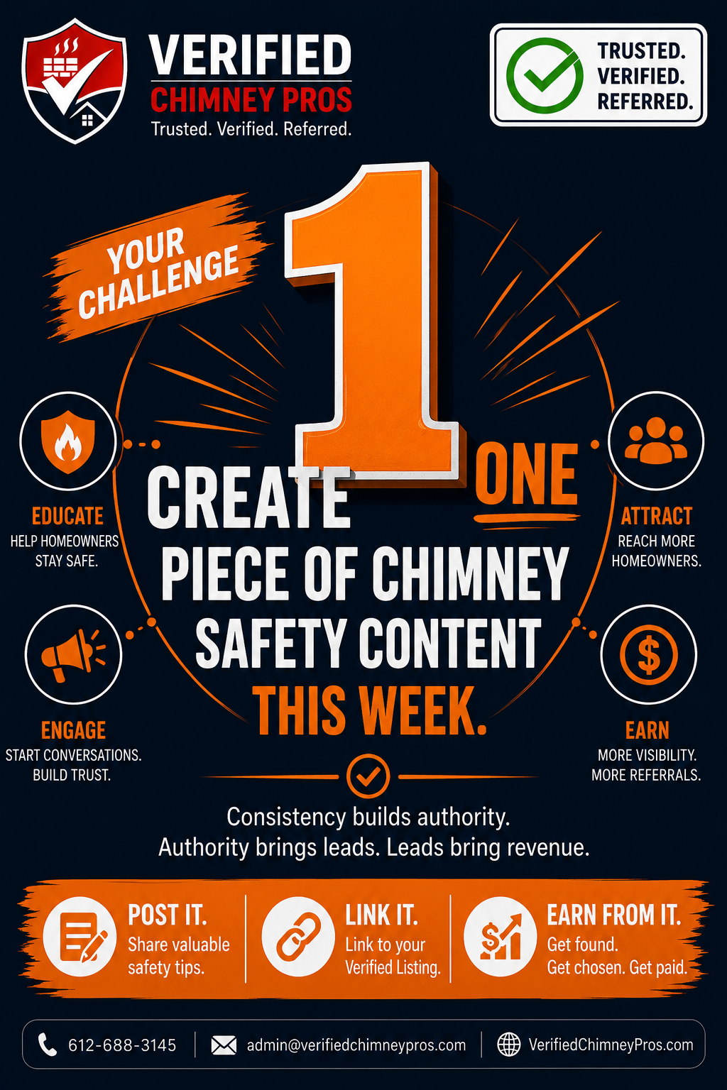 creator joining the monthly affiliate challenge by sharing a chimney safety post on a laptop