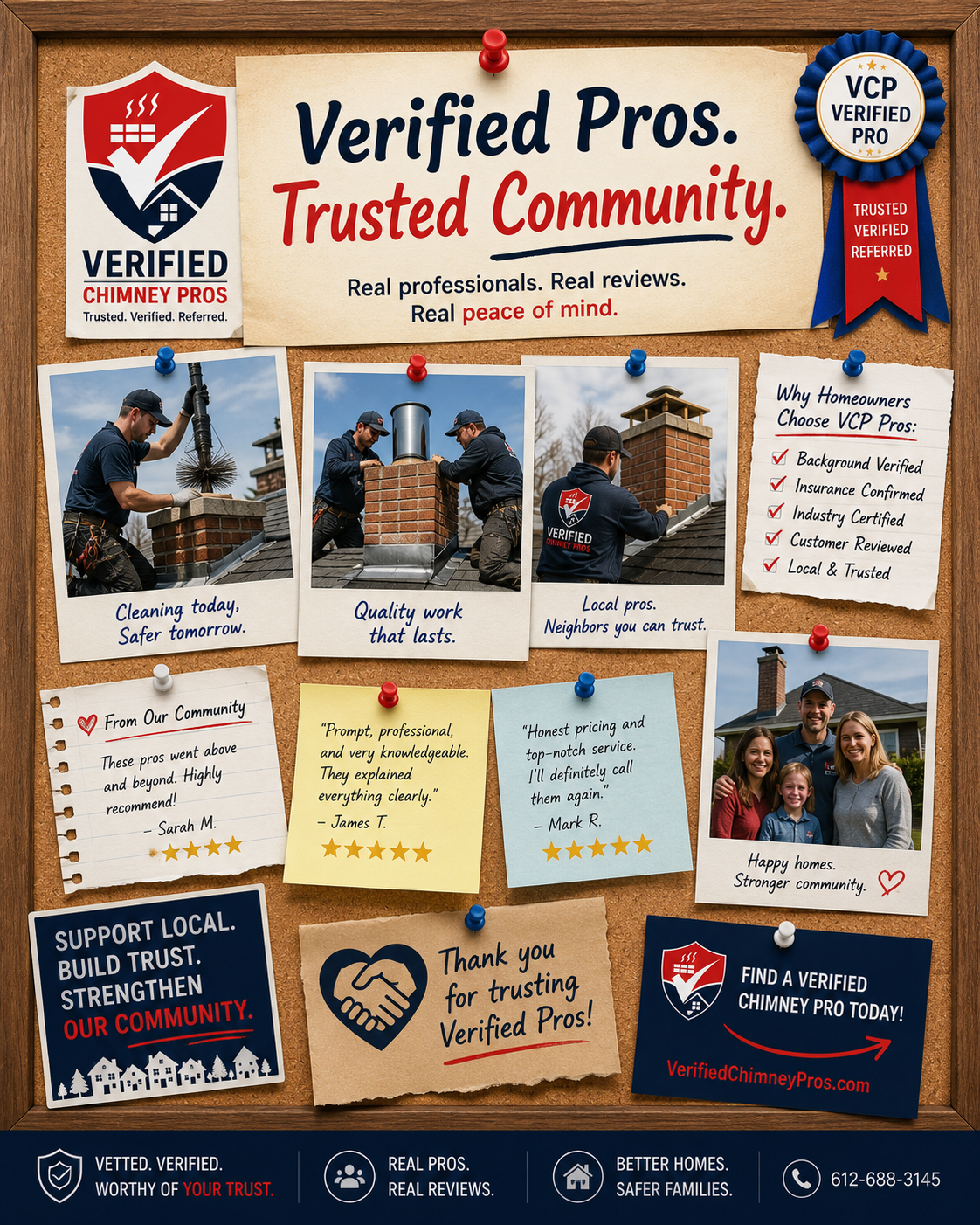 Verified chimney contractor receiving recognition badge and joining professional community