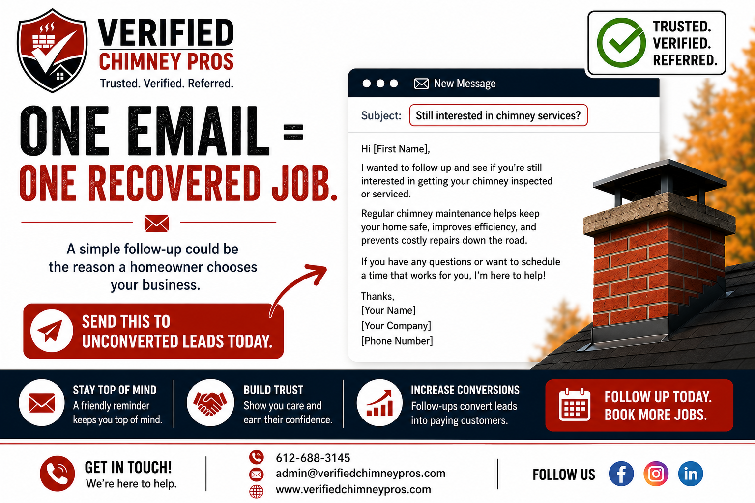 chimney contractor using a laptop and phone to follow up with VCP leads and close unbooked estimates