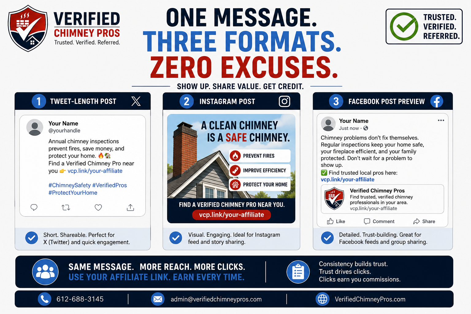 creator writing simple affiliate content on a smartphone to promote verified chimney pros