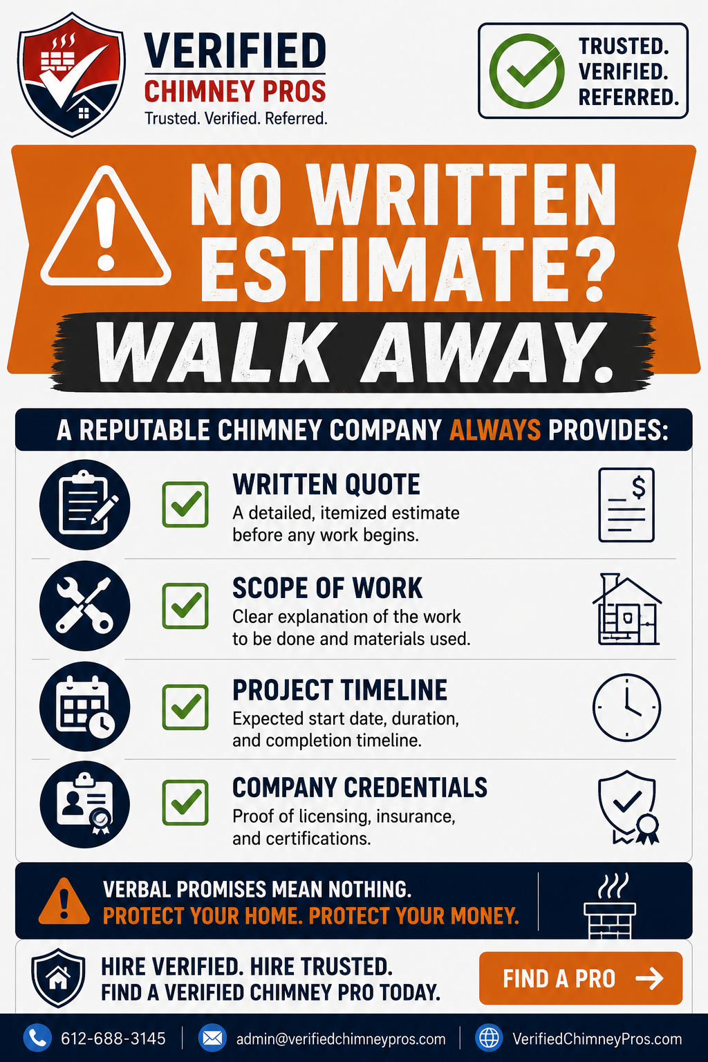 homeowner reviewing a detailed written estimate from a verified chimney pro to stop contractor scams